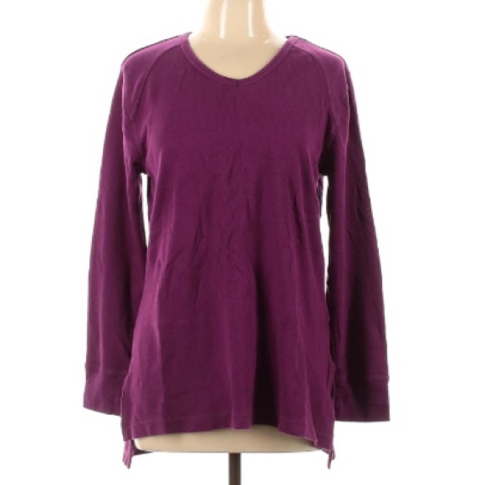 Bleu Bayou Purple Thermal Long Sleeve VNeck Top Size Large